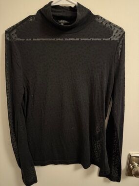 rag & bone Black Sheer Dot-Detail Turtleneck Sweater